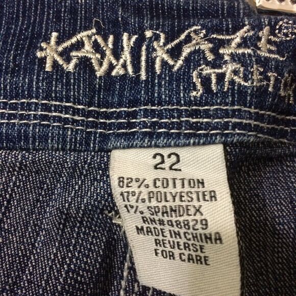 Kaxxi Kaze Vintage 90s Bootcut Jeans Red Embroidered Pockets Stretch Denim Sz 22 - Picture 4 of 5